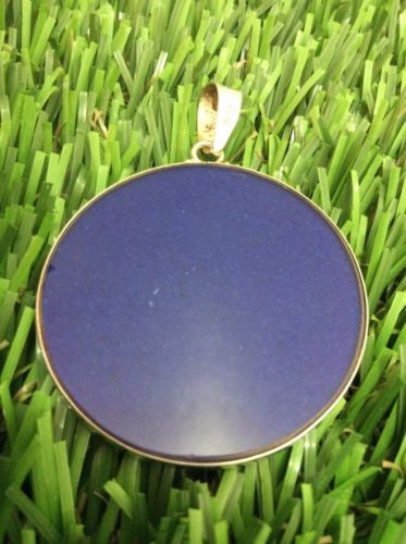 Tri Spiral Medallion Pendant Necklace Blue Lapis Gemstone Sterling Silver Mystic