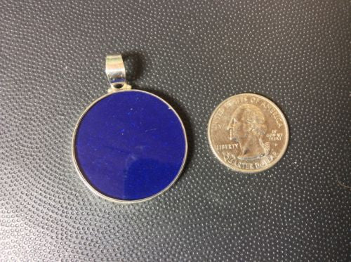 Sri Yantra Om 1.5" Lapis Lazuli Gemstone Pendant Necklace Sterling Silver #Gift