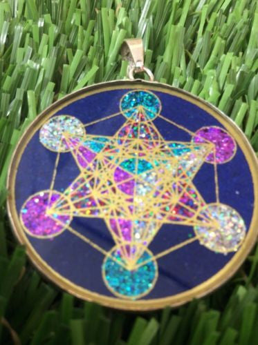 Metatrons Cube 1.5/8" Medallion Pendant Lapis Lazuli Sterling Silver Mystic Gift