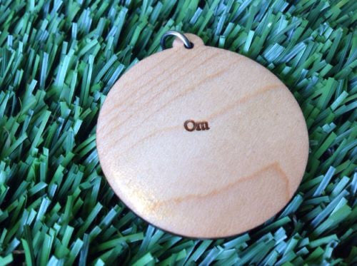 Om Eighth Chakra Laser carved wood pendant 1.75" Necklace Mystical #Yoga #gift