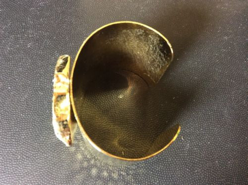 NWT Charlene K 24k Gold Plated Cuff Agate Turquoise Sz 2" Adjustable Bracelet