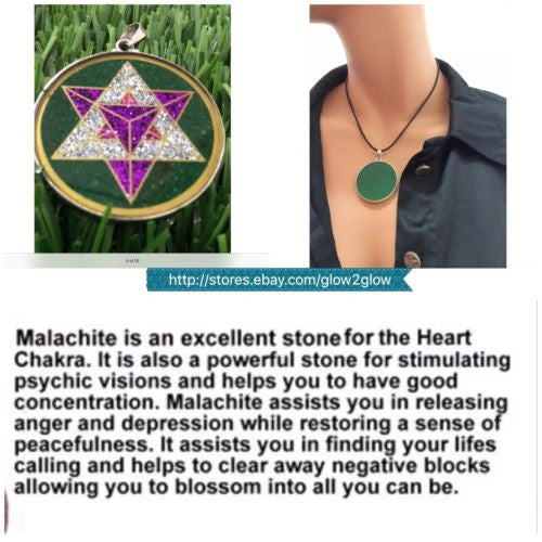 MerKaBa 3D Star Of David Malachite Gemstone 1.5" Pendant Sterling Silver #gift