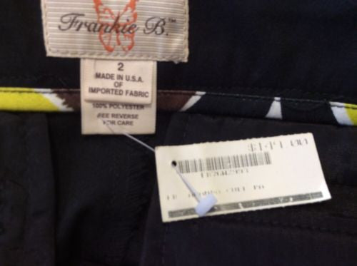 NWT🌸 $149 Frankie B Size 2 Black Knee Length low Rise Dressy Low Pants 30" Hips
