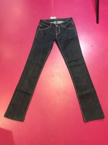 NWT🌸 $198 Serfontaine Size 24 Dark Denim Skinny Leg Jeans Pants Gold Stitching