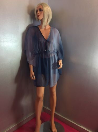 Sheer Top Kimono Style V Neck Blouse Shirt Butterfly Sleeves One Size Boho Sexy