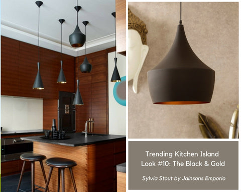 Sylvia Beat Black Gold Pendant Lamp by Jainsons Emporio