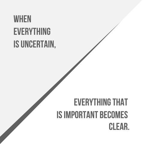 when everything is uncertain everything that is important becomes clear quote