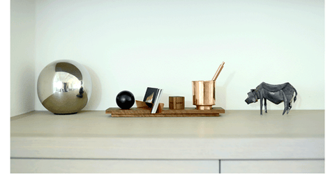 Walnut and Copper Desk Accessory Lux Cupri by Trophyology