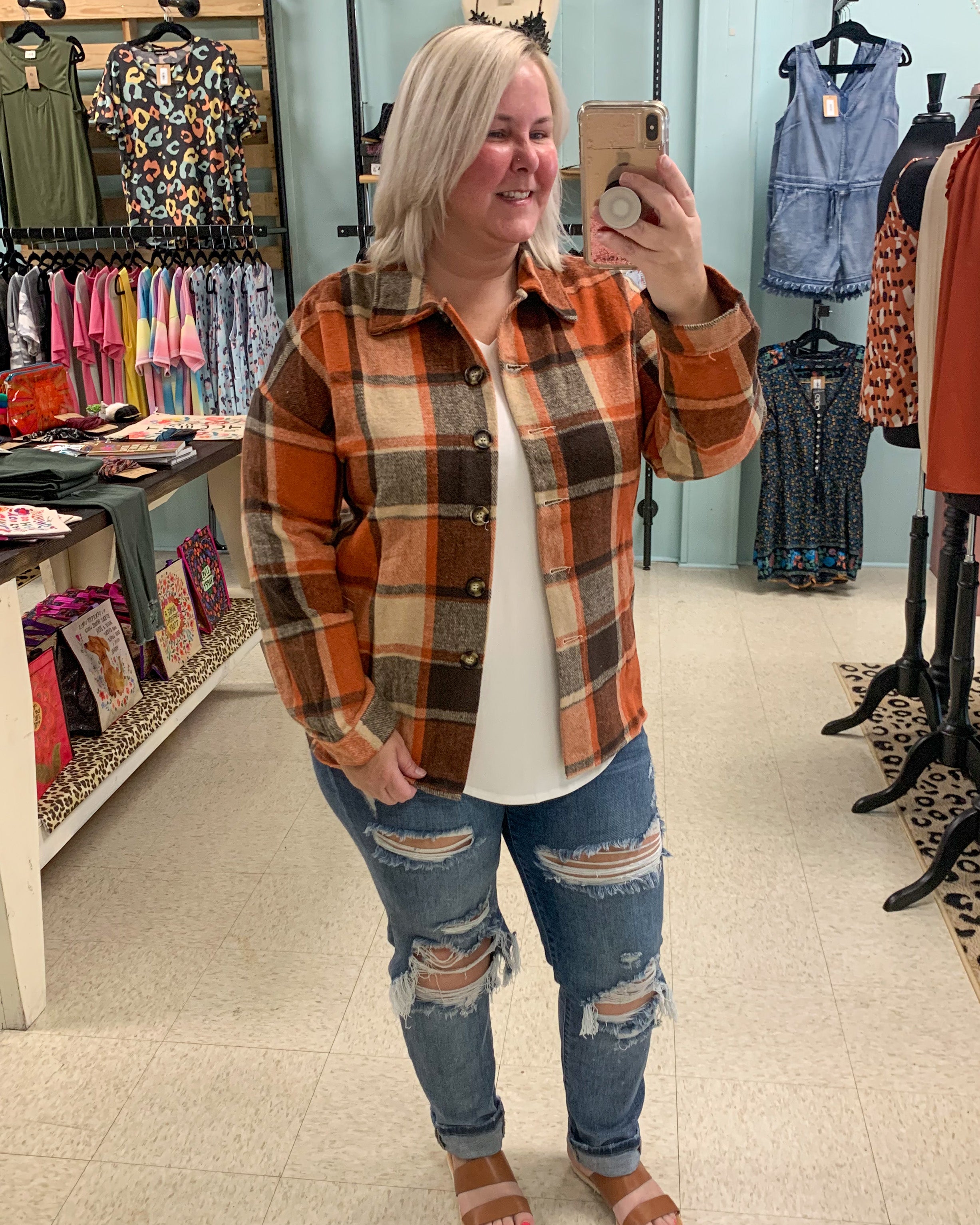 Orange Plaid Shacket