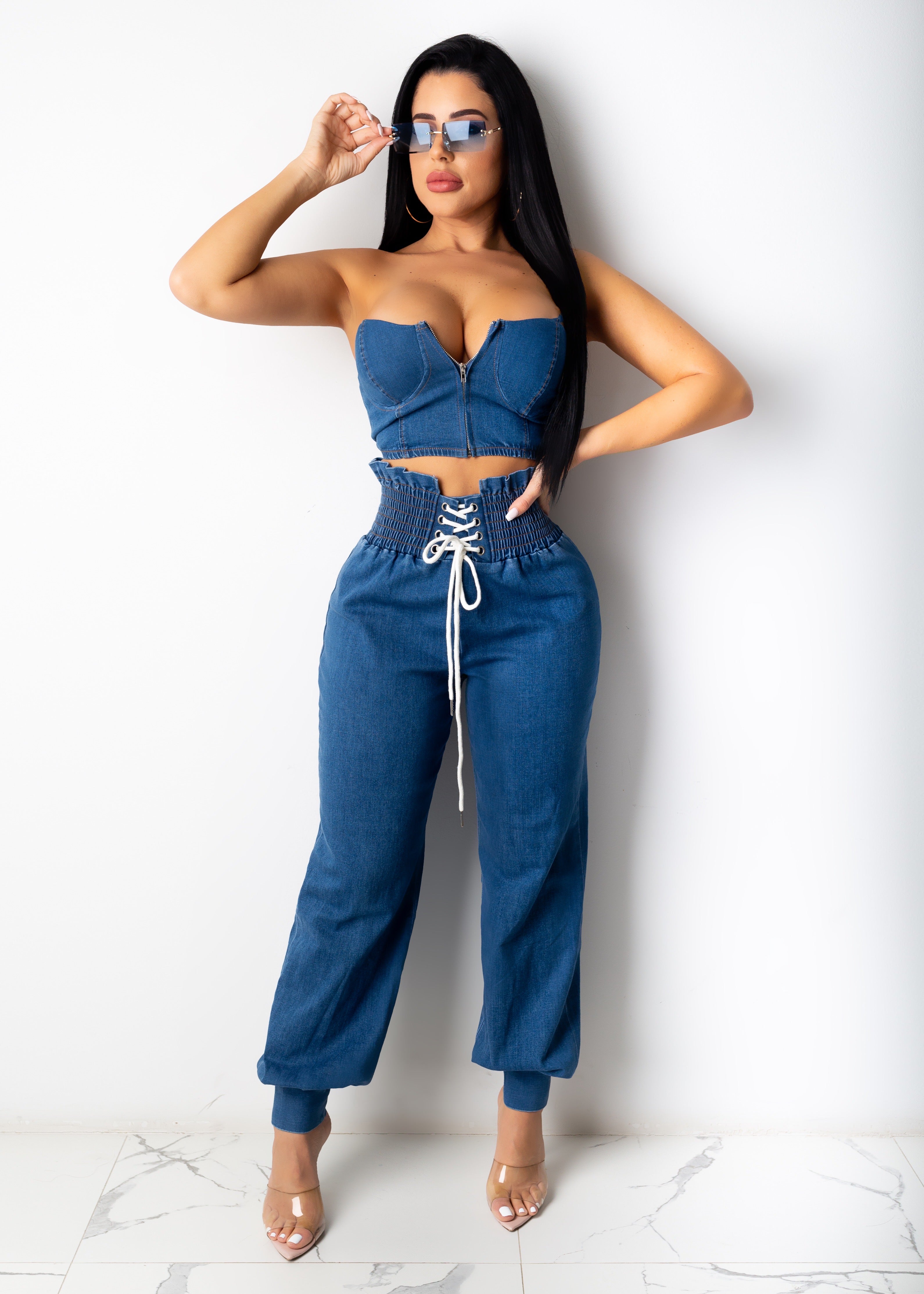 Denim On Denim Pant Set