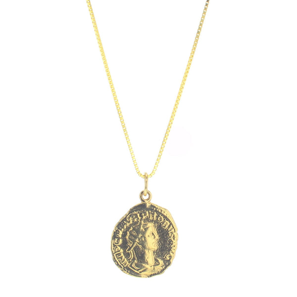 Gold Large Hermes Coin Necklace