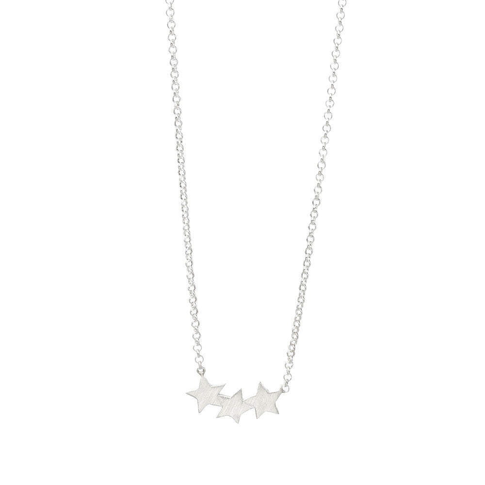 Sterling Silver 18" Three Wishes Triple Star Necklace