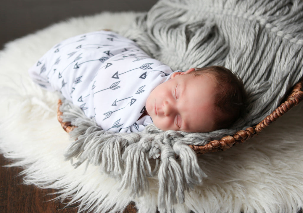 blush and blue swaddle