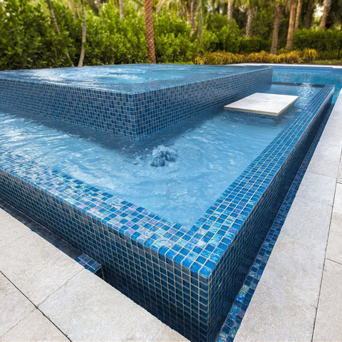 1x1 glass mosaic tile for pools and spas