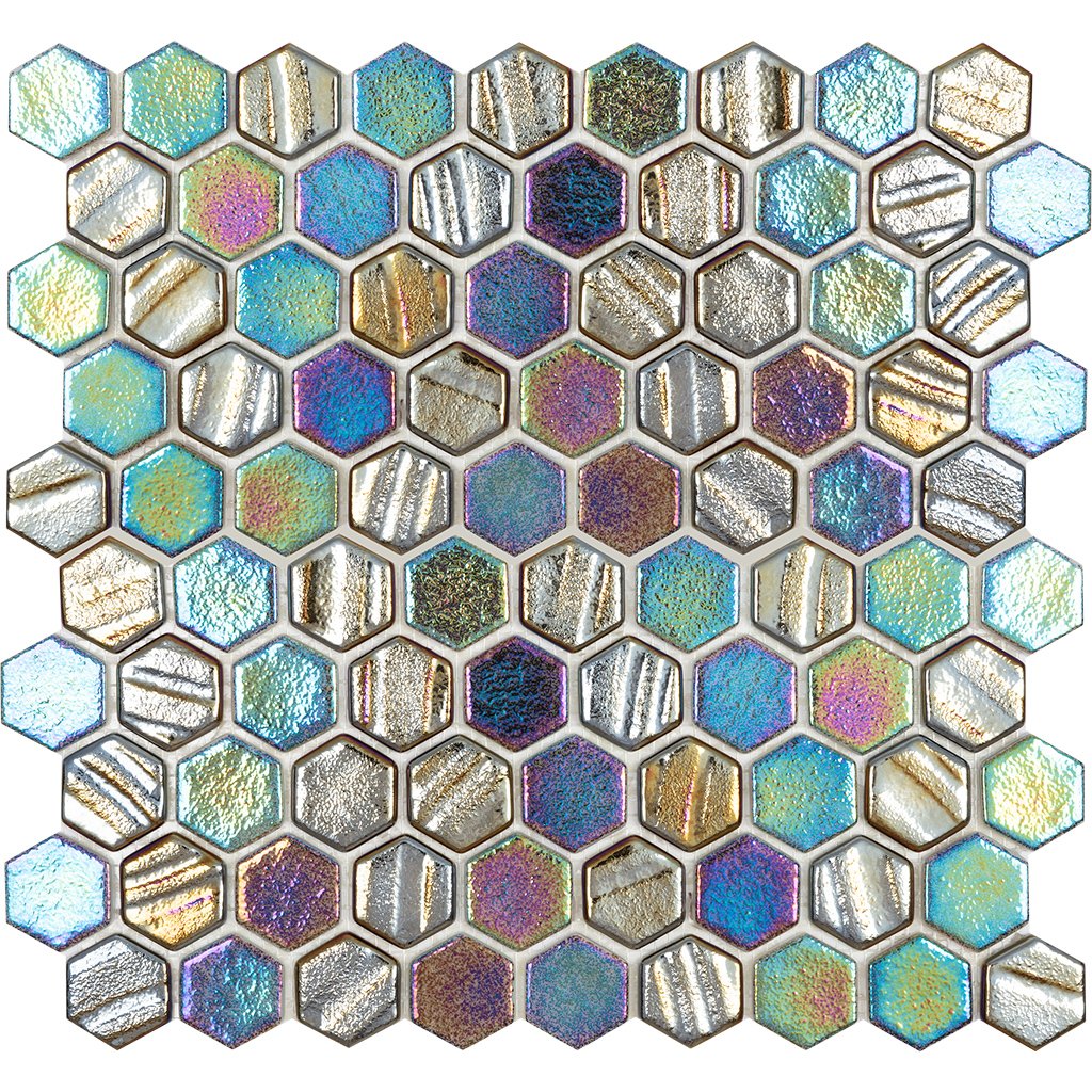 Black Hexagon Tile Vidillublkhex Tesoro Glass Mosaic Tile Aquablu