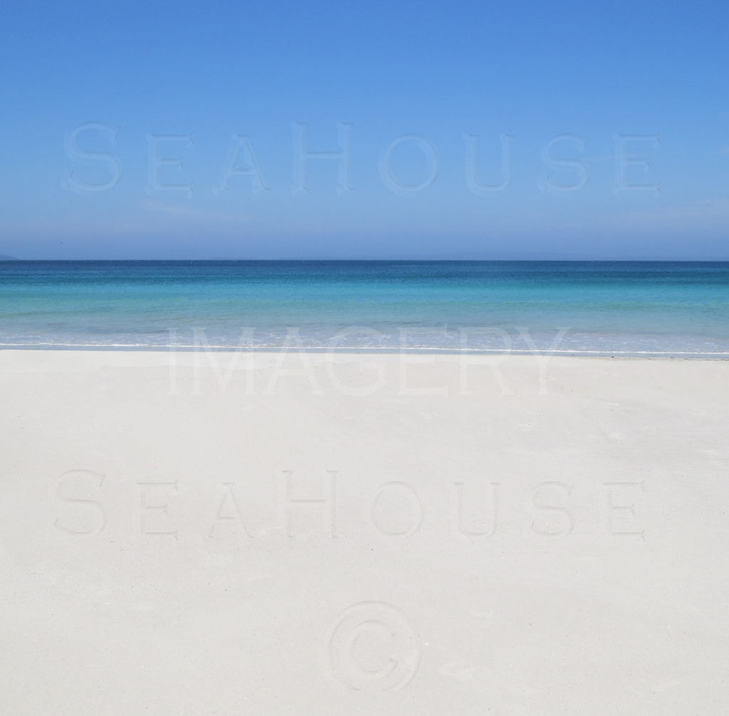 Beach Scene White Sand Blue Sky