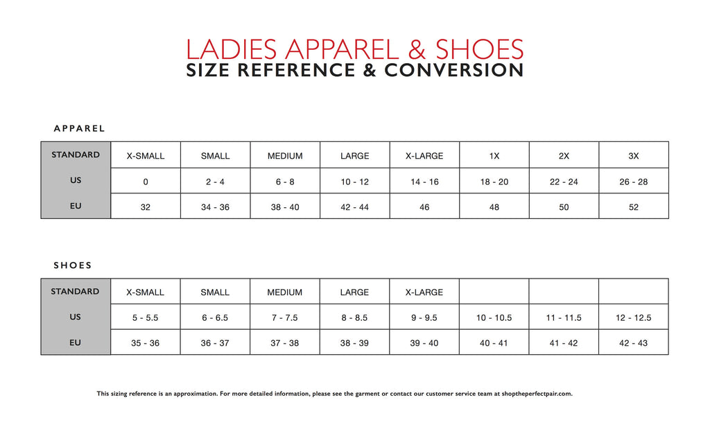 The Perfect Pair Boutique Size Chart
