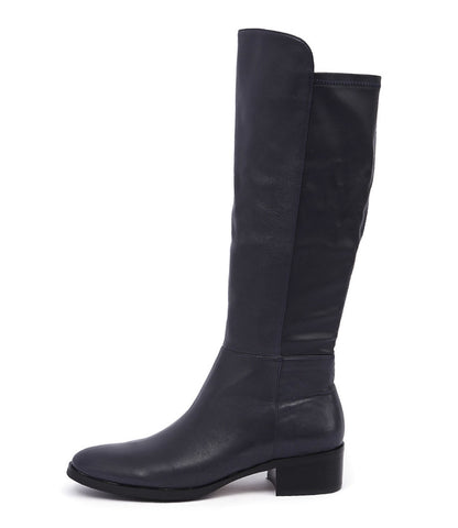 Django & Juliette Tetley Leather Knee Length Boot Navy - Total Woman Total Home