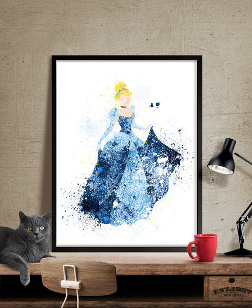 Cinderella Disney Princess Art Watercolor Painting Watercolor