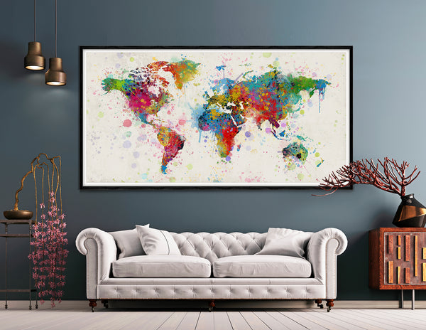 World Map Wall Art Large Push Pin Poster Adventure Travel Map Fine Art Center