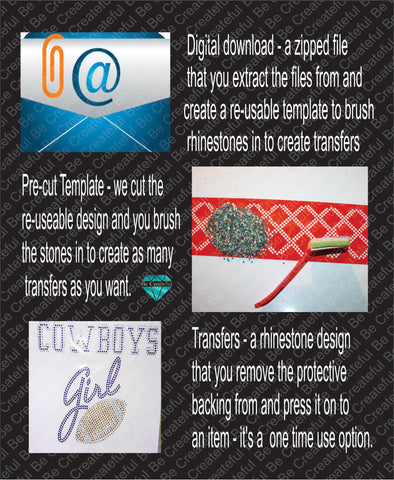 Difference Between a Rhinestone Digital Download, Template or Transfers