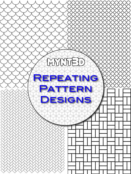 Graphic geometric pattern designs for drawing and tracing with a 3D printing pen. Create decorative panels in any shape to made 3D artwork. Get the free printable patterns from MYNT3D