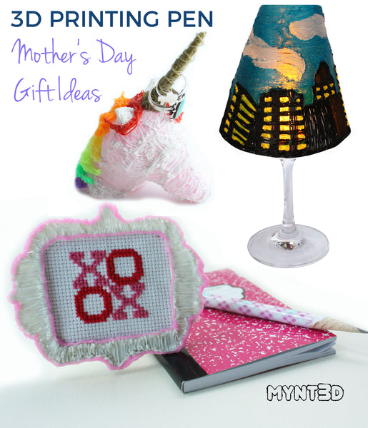 DIY Mother's Day Gift ideas using a 3D printing pen, Craft projects kids can make for their mom or grandma | Charms can be used as magnets, lapel pins, buttons, wine glass charms and keychains