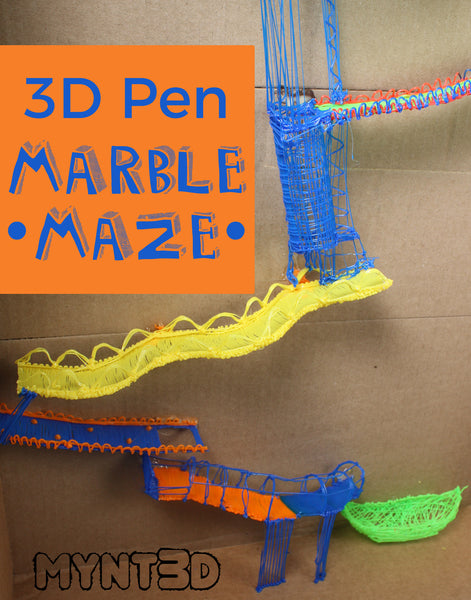 DIY Marble run maze made with a 3D printing pen. Free printable templates to create an engineering challenge for STEM, STEAM classroom activities for kids