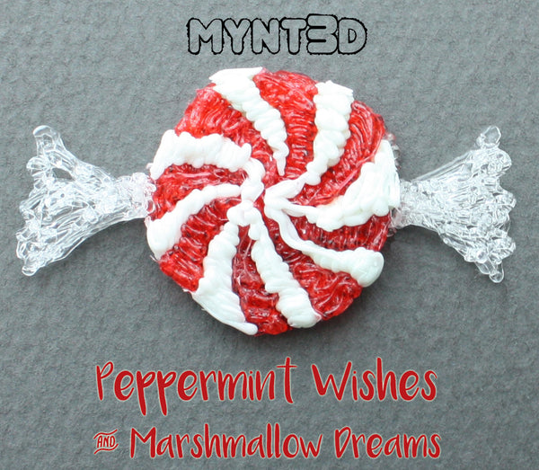 3D printing pen holiday project DIY peppermint candy for decorating, gift wrapping and handmade ornaments made with transparent filament and MYNT3D printing pen | Learn how with the full instructions and video tutorial and free printable template from MYNT3D
