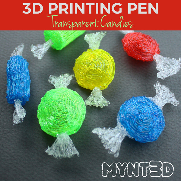 3D printing pen transparent filament candy pieces tutorial | DIY Holiday classic peppermint craft ideas from MYNT3D | Best gift idea for artists and crafters