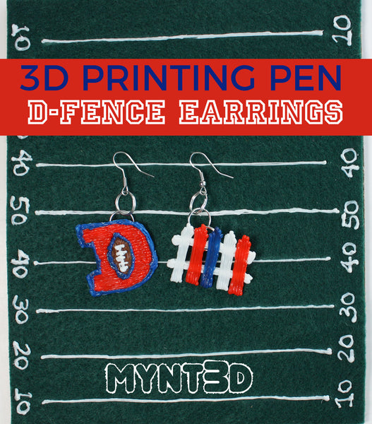 3D printing pen football art D - Fence project template can be made into game day earrings or cupcake toppers for a Super Bowl party