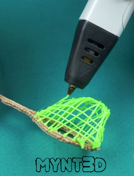 3D printing pen fishing net craft using PLA wood filament and ABS filament | Free project printable template from MYNT3D