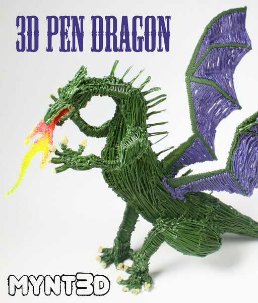 Classic fiery dragon project made with a 3D printing pen | Free project template, instructions and tutorial from MYNT3D