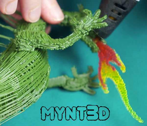 3D pen flames using PETG translucent filament from MYNT3D | Color gradation ombre effect changing filament colors | Tips and techniques with a 3D pen dragon 