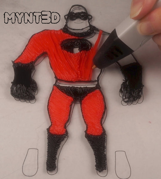 3d pen template action figures Mr. Incredible superheroes drawing tutorial