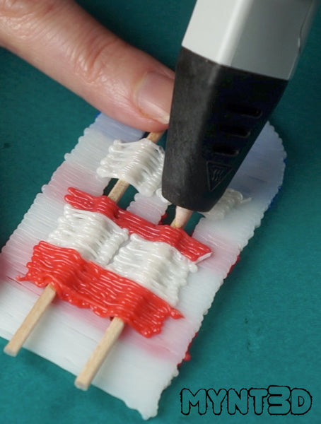 How to make striped popsicles with a 3D printing pen. Fun activity for the classroom or summer camp. Kids love to make fake food. Get the free project template stencil from MYNT3D