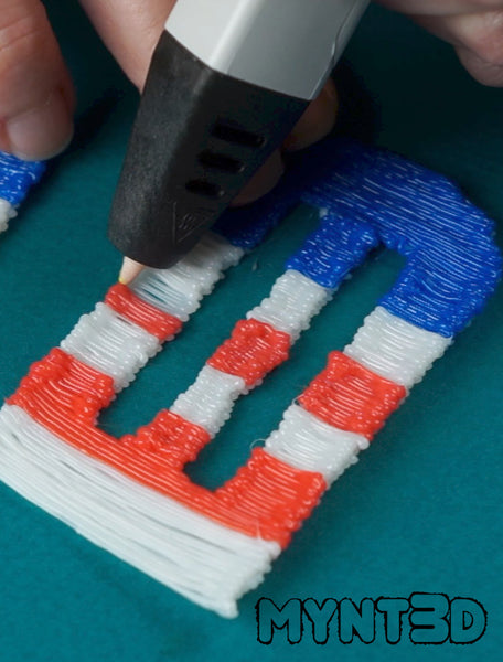 3D printing pen fake food Patriotic desserts 4th of July crafts for kids | Get the free project template stencil from MYNT3D to make a popsicle