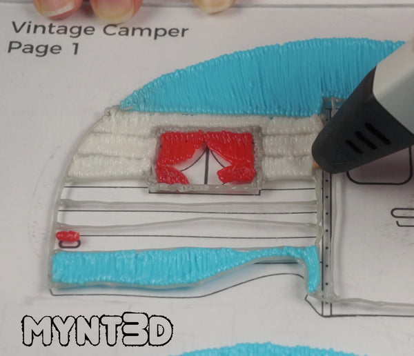 3d pen template for vintage Scotty camper retro style project tutorial | Mini caravan decorations
