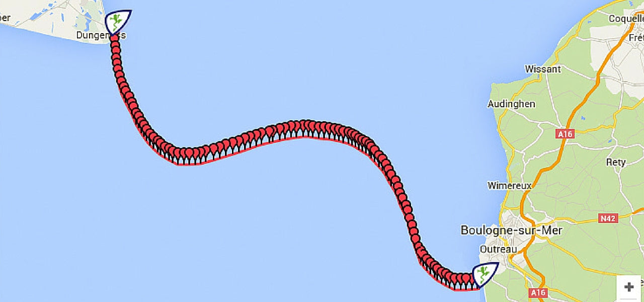 Marc Newman - world record channel crossing route map