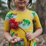 Dress - Echo the frog on dark mustard