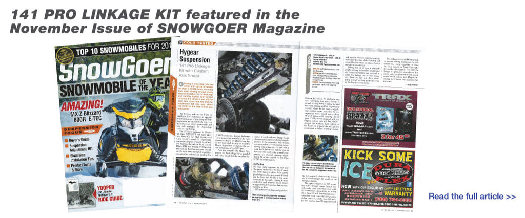 141 Pro Linkage Kit featured in the November Issue of SNOWGOER Magazine
