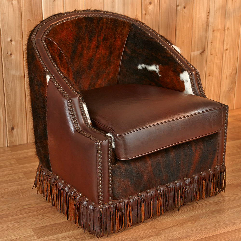 Cowhide Swivel Chair To The Nines Manitowish Waters