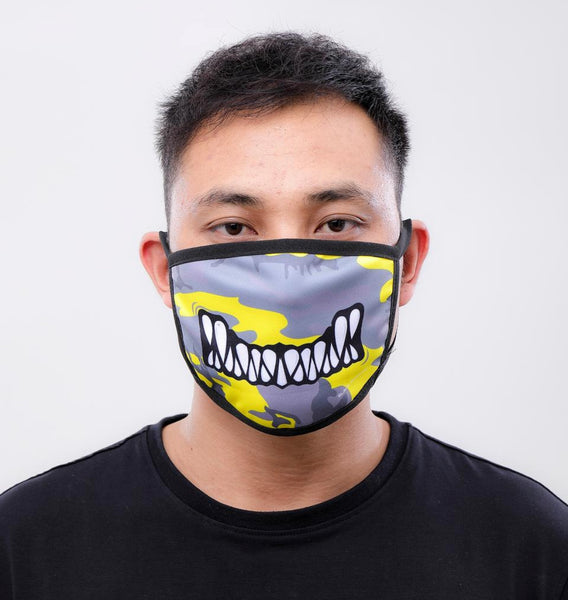 Download Black Pyramid Monster Bite Facemask Yellow Camo Candy Shop Boutique Yellowimages Mockups