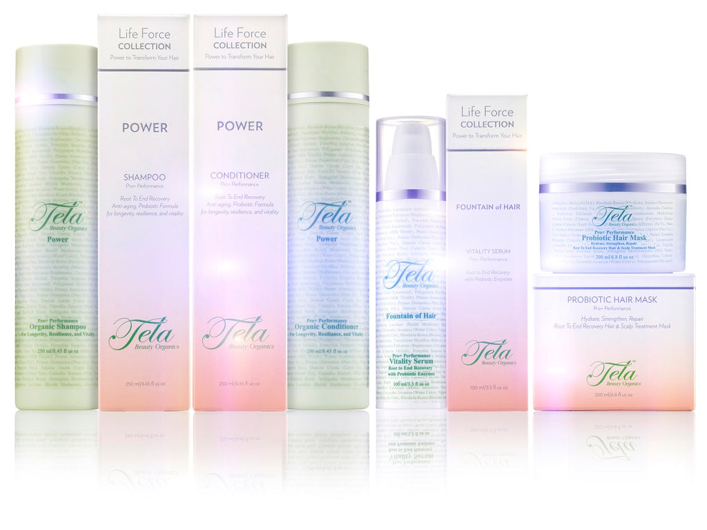 tela life force collection, haircare infused with probiotics, superfruits, and organics, tela beauty organics