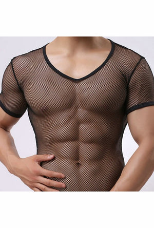 Men's Black Fishnet T-Shirt