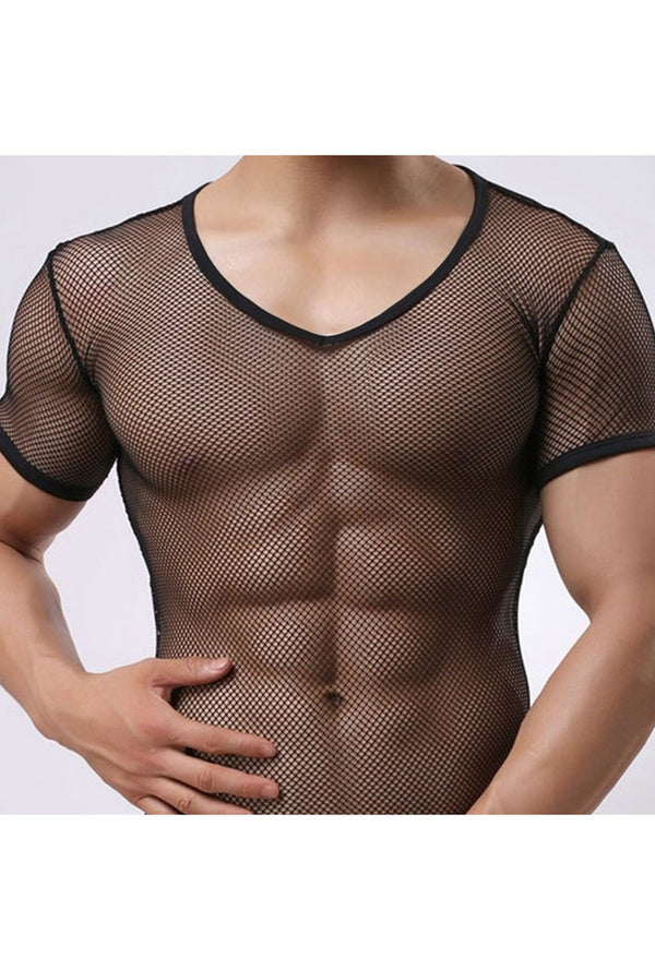 Men's Black Fishnet T-Shirt