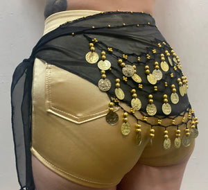 Black Bellydance Gold Coin Belt