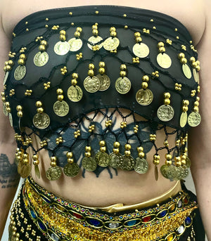 Black Bellydance Gold Coin Belt