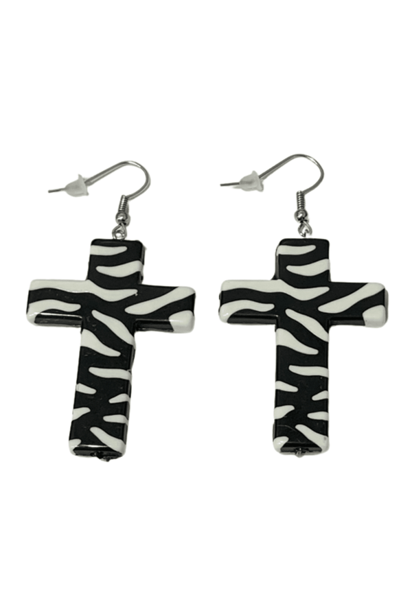 Zebra Cross Earrings