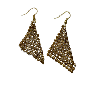 Gold Diamanté Mesh Earrings